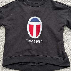 TNA Aritzia Women's (XXS) Black Cropped Sweatshirt w/Front Patch & Embroidery